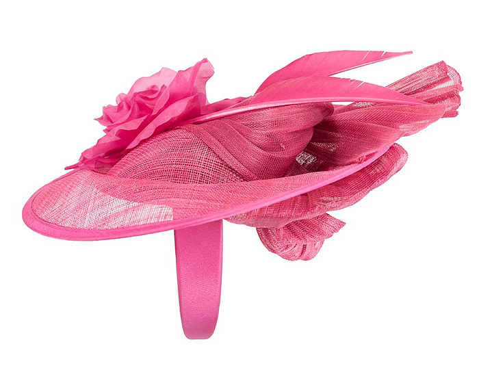 Large fuchsia racing fascinator - Hats From OZ