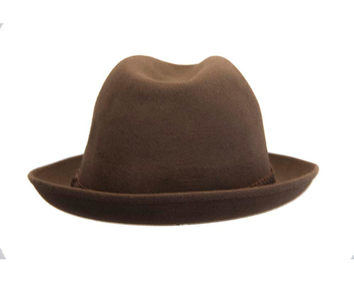Brown unisex rabbit fur fedora hat T111 - Hats From OZ