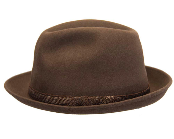Brown unisex rabbit fur fedora hat T111 - Hats From OZ