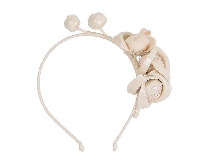 Cream leather flowers headband by Max Alexander - Hats From OZ