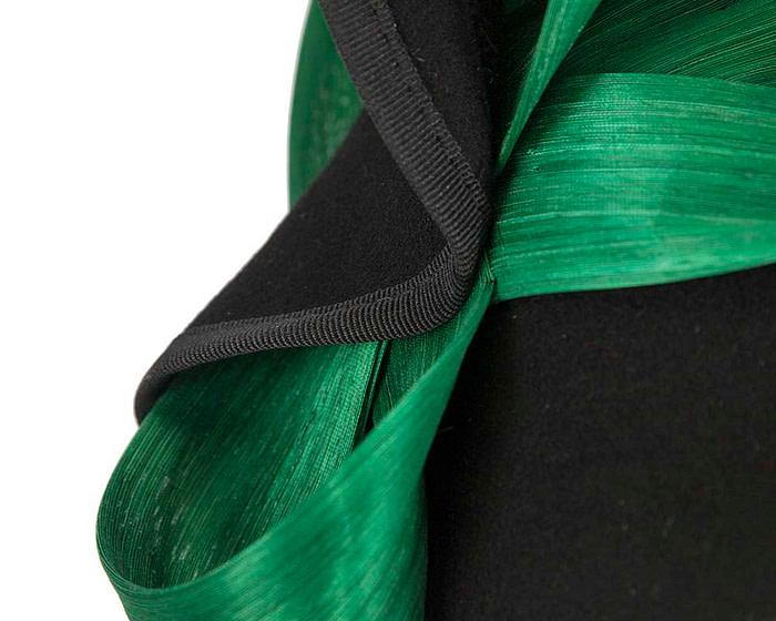 Twisted black & green felt fascinator by Fillies Collection - Hats From OZ