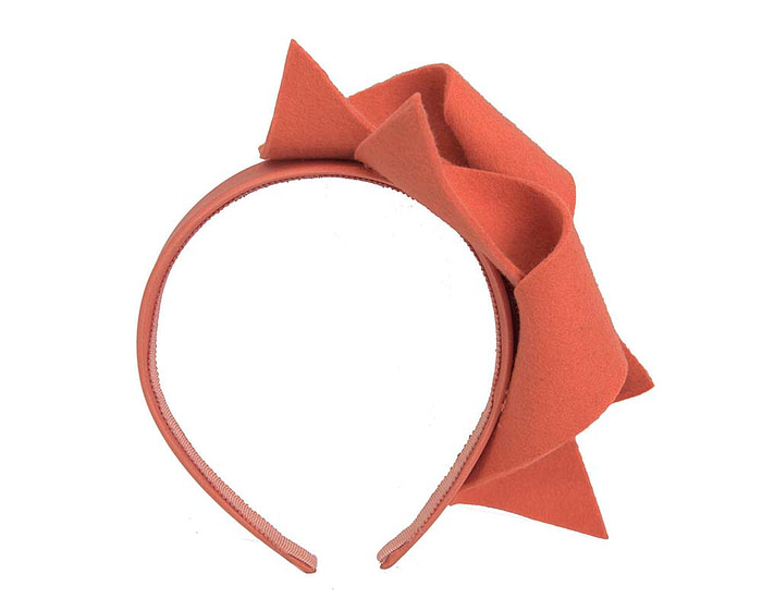 Burnt orange felt twisted fascinator headband by Max Alexander - Hats From OZ