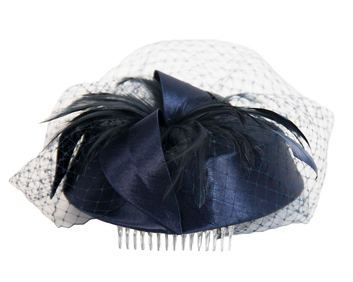 Navy custom made cocktail pillbox hat K4811 - Hats From OZ
