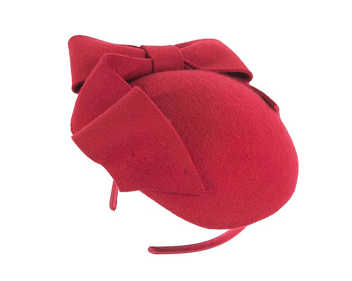 Large felt red winter racing fascinator hat by Cupids Millinery - Hats From OZ