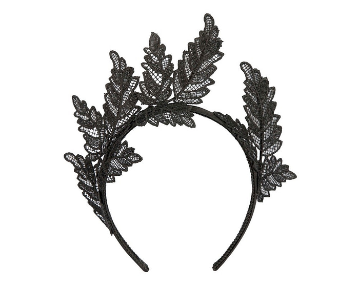 Black lace crown racing fascinator by Max Alexander MA848 - Hats From OZ
