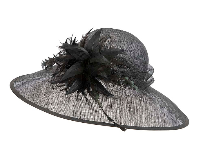 Large black racing hat by Cupids Millinery Melbourne - Hats From OZ