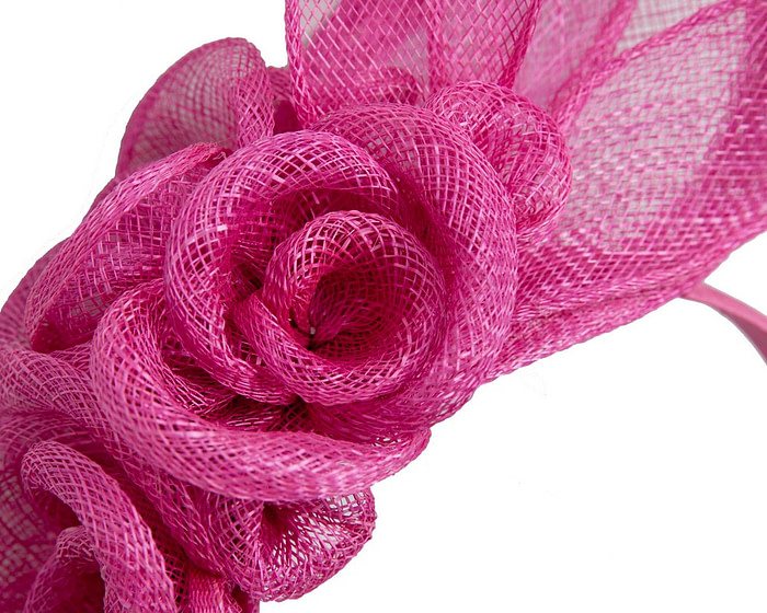 Large fuchsia sinamay flower fascinator by Max Alexander - Hats From OZ