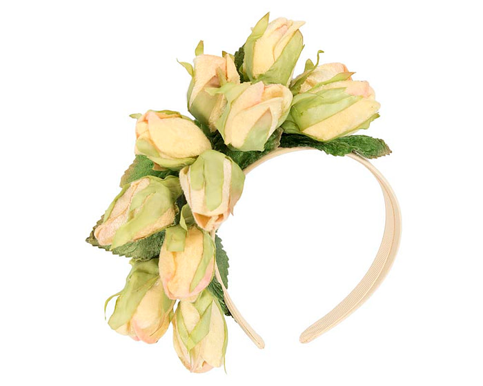 Light yellow rose flower headband fascinator by Max Alexander - Hats From OZ