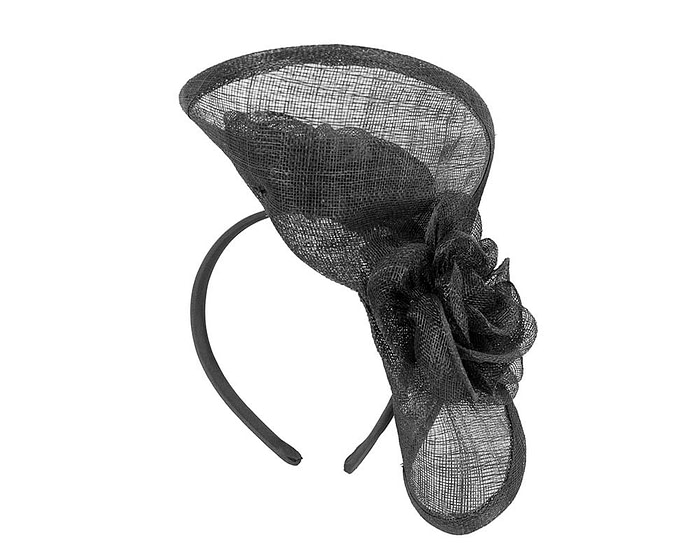 Tall black sinamay fascinator by Max Alexander MA841 - Hats From OZ