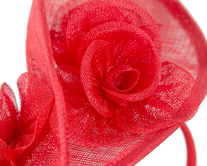 Tall red sinamay fascinator by Max Alexander MA841 - Hats From OZ
