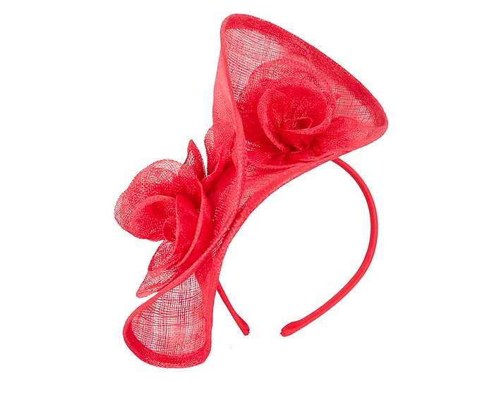 Tall red sinamay fascinator by Max Alexander MA841 - Hats From OZ