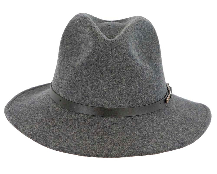 Unisex Grey Fedora Felt Wide Brim Foldable Hat - Hats From OZ