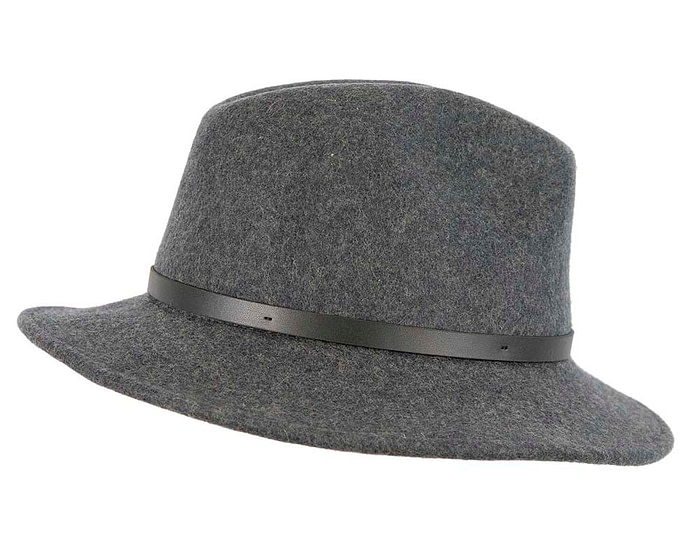 Unisex Grey Fedora Felt Wide Brim Foldable Hat - Hats From OZ