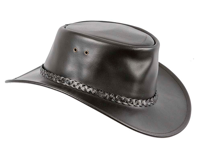 Black Australian Waxed Leather Bush Outback Jacaru Hat - Hats From OZ