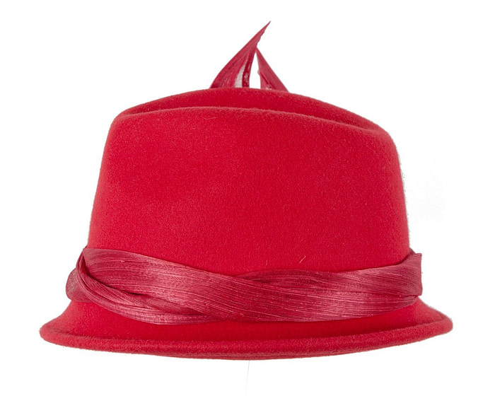 Red ladies winter fashion felt fedora hat by Fillies Collection F660 - Hats From OZ