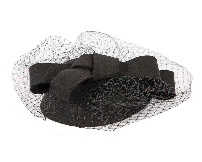 Black pillbox hat with face veil J409 - Hats From OZ
