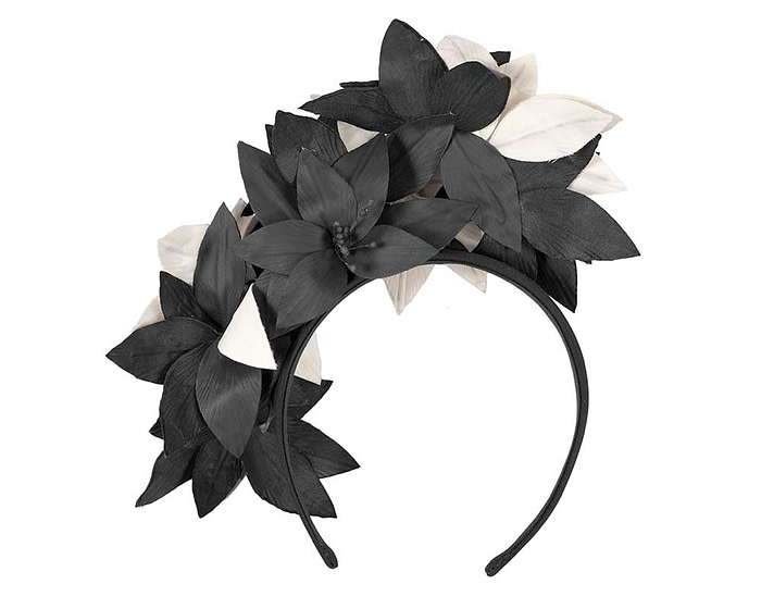 Black & Cream flower fascinator by Cupids Millinery - Hats From OZ