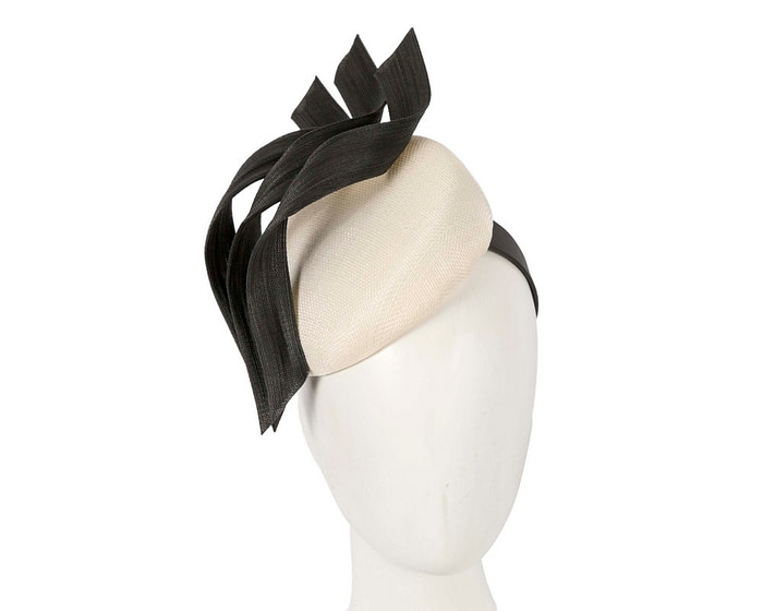 Bespoke cream & black pillbox fascinator by Fillies Collection - Hats From OZ