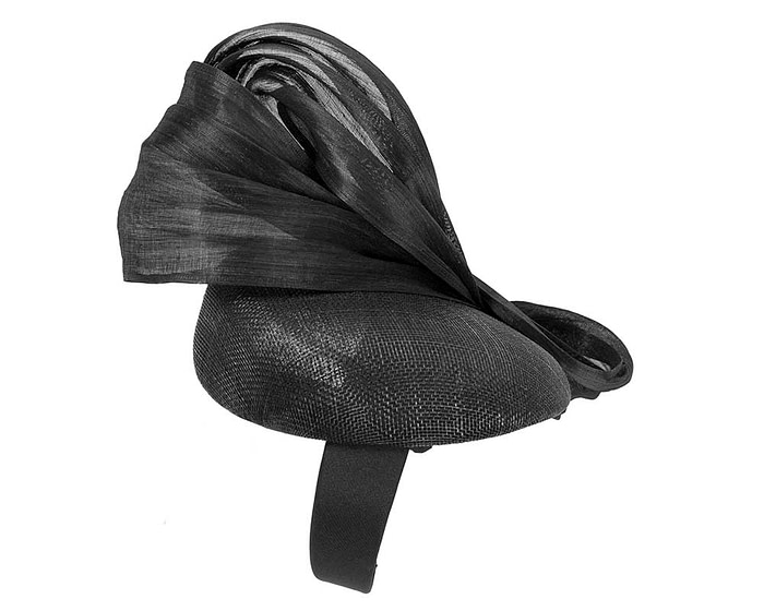 Black pillbox fascinator with silk abaca bow by Fillies Collection - Hats From OZ