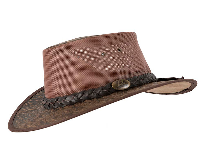 Stonewash Brown Australian Kangaroo Leather Cooler Jacaru Hat - Hats From OZ