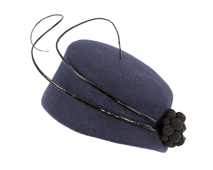 Bespoke navy winter racing fascinator by Fillies Collection F675 - Hats From OZ