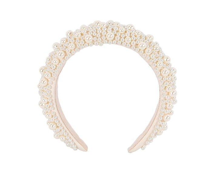 Cream pearl fascinator headband by Cupids Millinery CU430 - Hats From OZ
