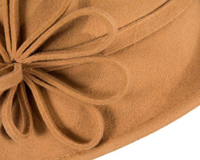Beige felt winter hat with flower by Max Alexander J439 - Hats From OZ