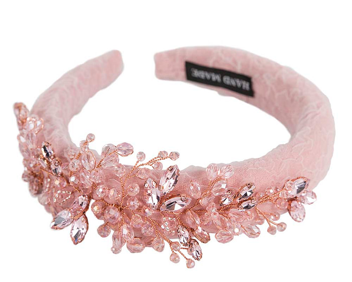 Pink crystals fascinator headband by Cupids Millinery CU443 - Hats From OZ
