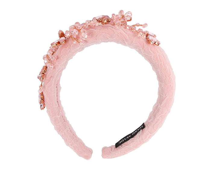 Pink crystals fascinator headband by Cupids Millinery CU443 - Hats From OZ
