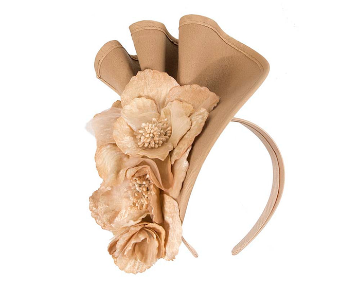 Large nude felt flower fascinator - Hats From OZ