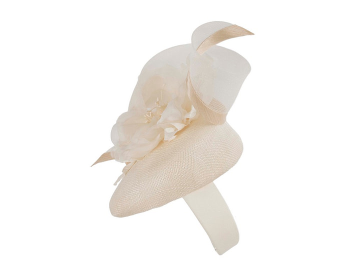 Cream pillbox fascinator with flower by Fillies Collection - Hats From OZ