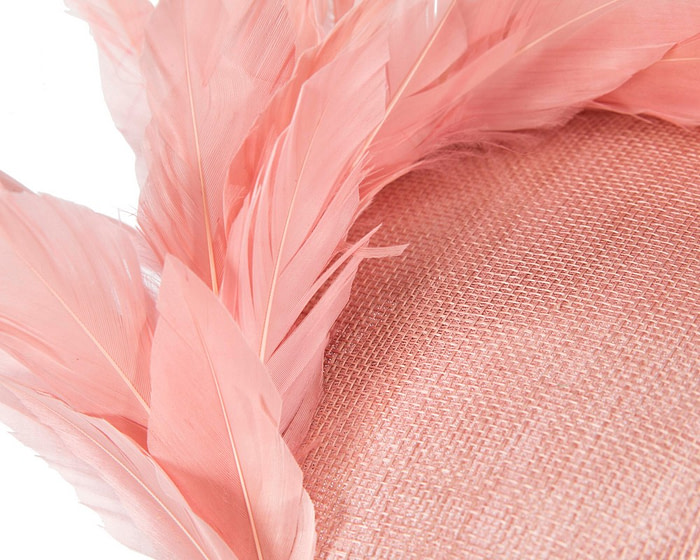 Dusty pink feather spring facing fascinator - Hats From OZ