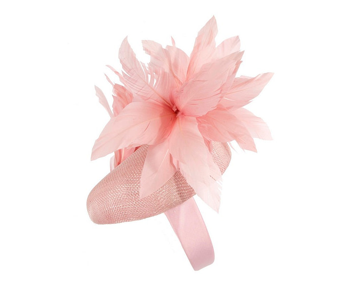 Dusty pink feather spring facing fascinator - Hats From OZ