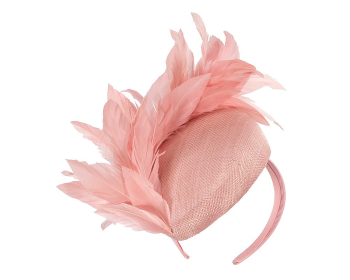 Dusty pink feather spring facing fascinator - Hats From OZ