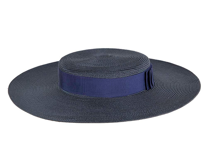 Wide brim navy boater hat - Hats From OZ