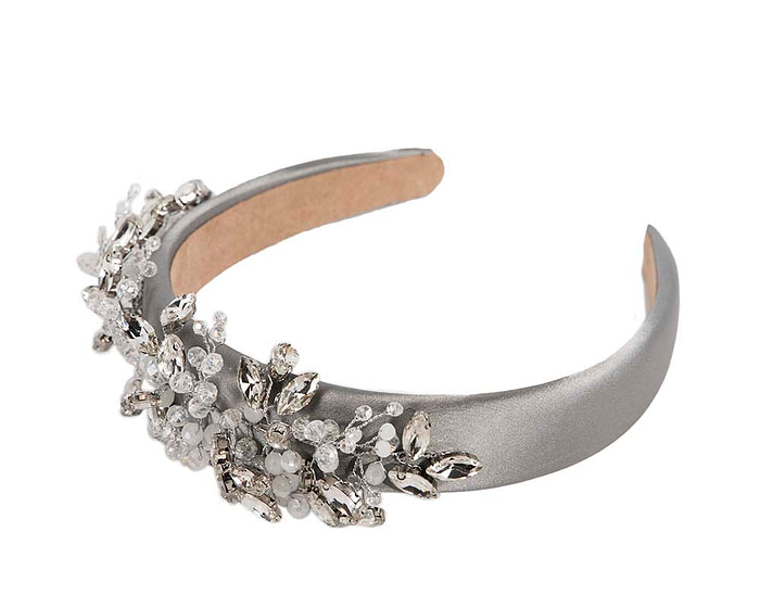Silver crystals fascinator headband by Cupids Millinery CU443 - Hats From OZ