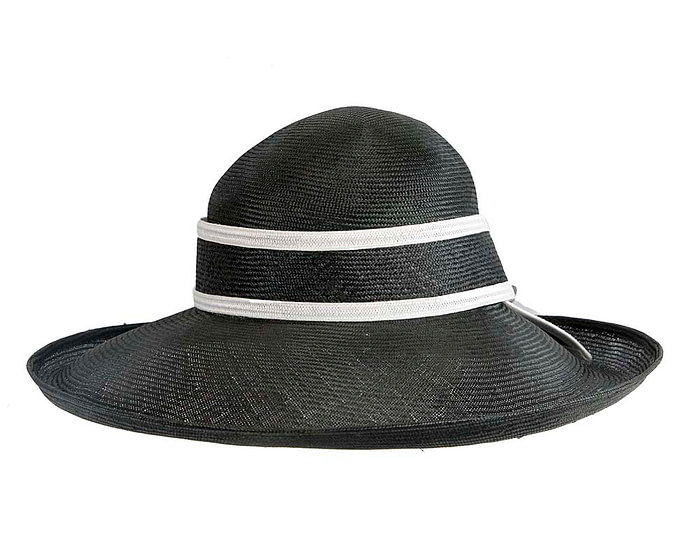 Wide brim black & white racing hat CU491 - Hats From OZ