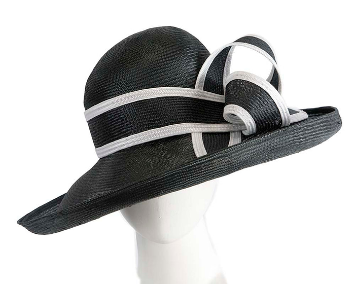 Wide brim black & white racing hat CU491 - Hats From OZ