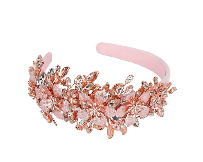Pink crystals fascinator headband by Cupids Millinery CU523 - Hats From OZ