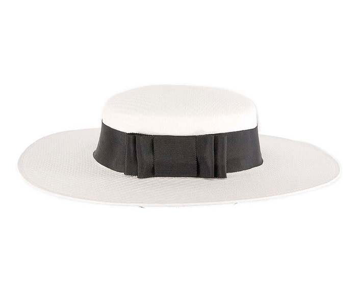 White & black boater hat by Max Alexander MA867 - Hats From OZ