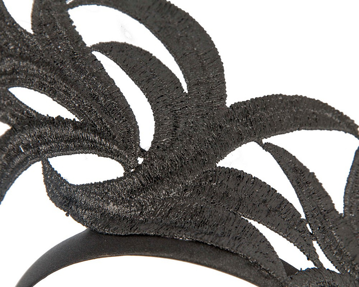 Black lace crown fascinator headband by Max Alexander MA813 - Hats From OZ