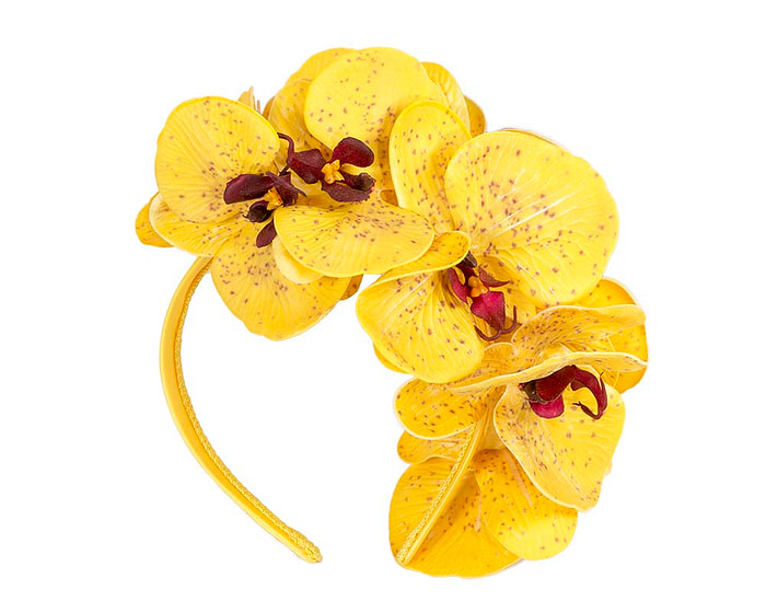 Bespoke yellow orchid flower headband by Fillies Collection S391 - Hats From OZ