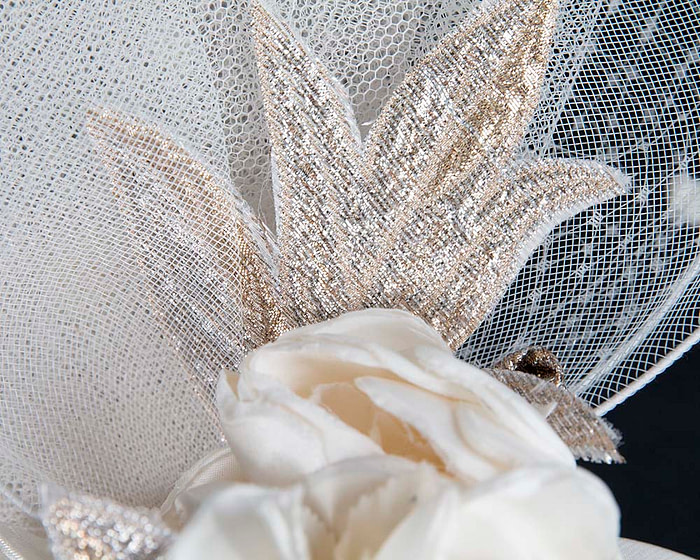 Bespoke cream fascinator by Cupids Millinery CU569 - Hats From OZ