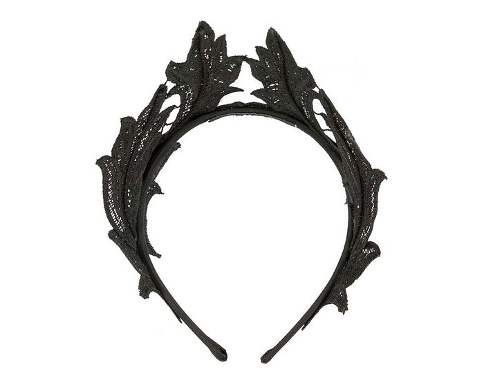 Black lace crown fascinator headband by Max Alexander MA793 - Hats From OZ
