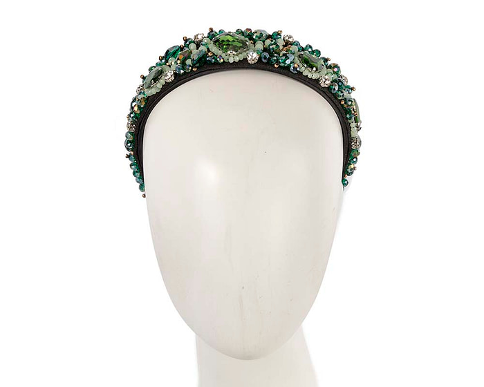 Crystal covered fascinator headband by Cupids Millinery CU433GR - Hats From OZ