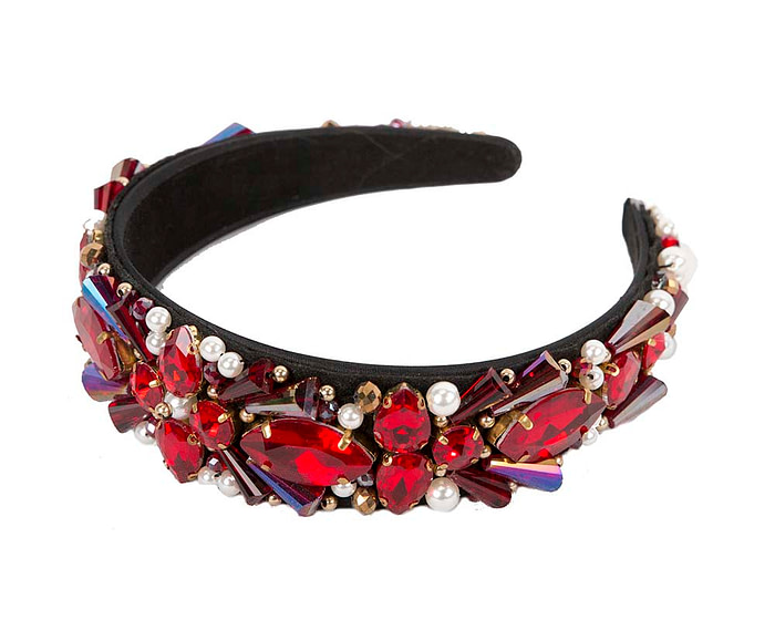 Red crystal headband by Cupids Millinery CU579 - Hats From OZ