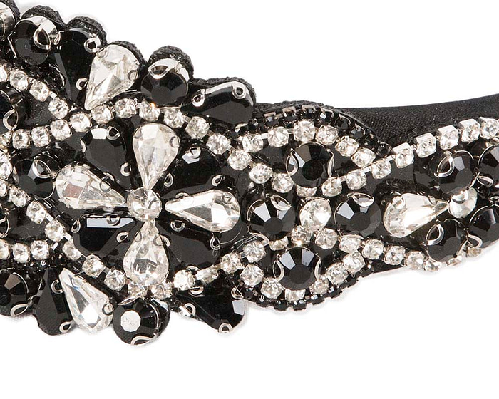 Black and white crystal headband by Cupids Millinery CU584 - Hats From OZ