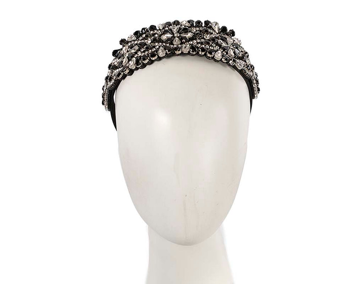 Black and white crystal headband by Cupids Millinery CU584 - Hats From OZ