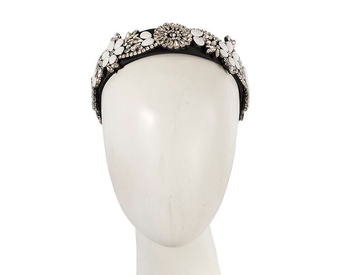 Black & white crystal headband by Cupids Millinery CU587 - Hats From OZ