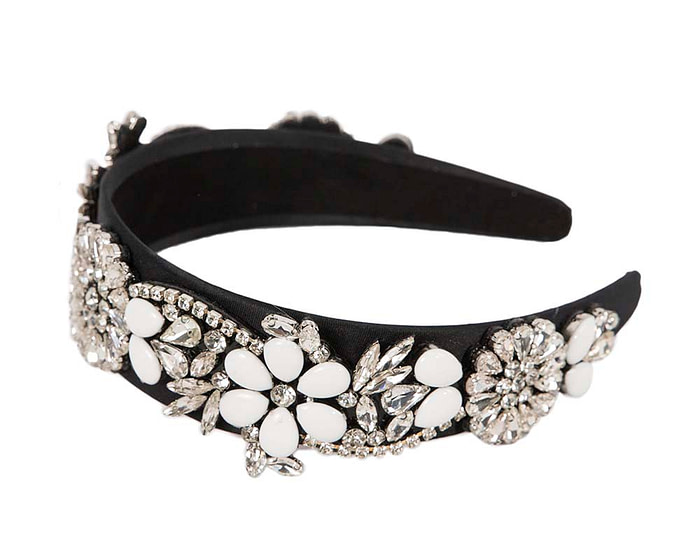 Black & white crystal headband by Cupids Millinery CU587 - Hats From OZ